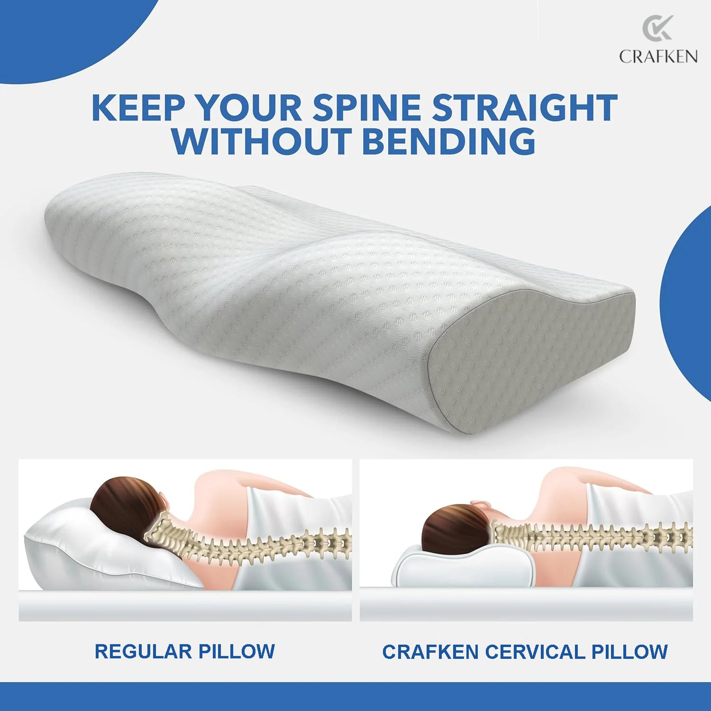 Cervical Pillow for Neck Pain Relief (White)