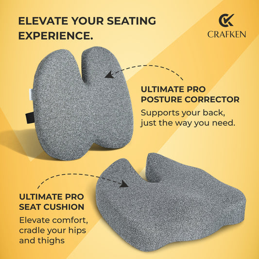 Ultimate Pro Seat Cushion & Posture Corrector Backrest Combo.