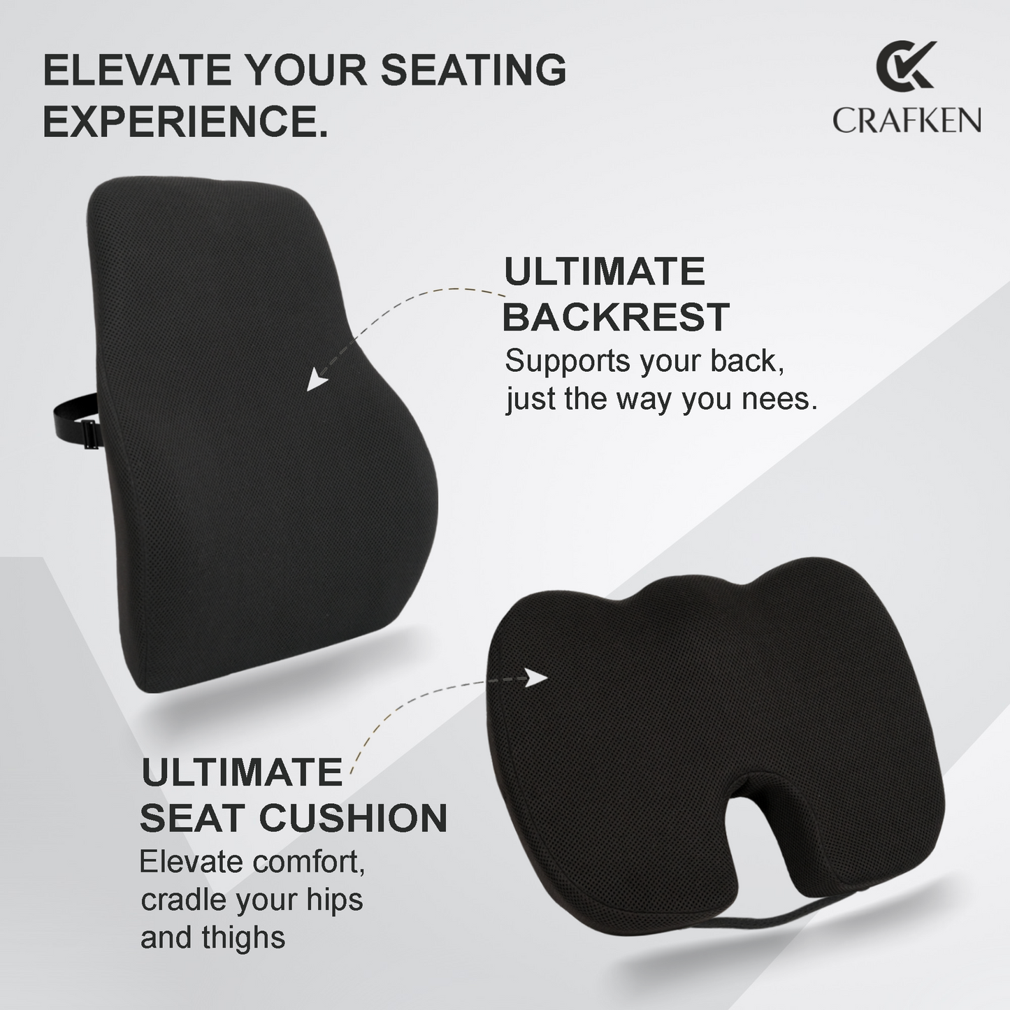 Seat Cushion & Backrest Combo Suitable For All Chair.