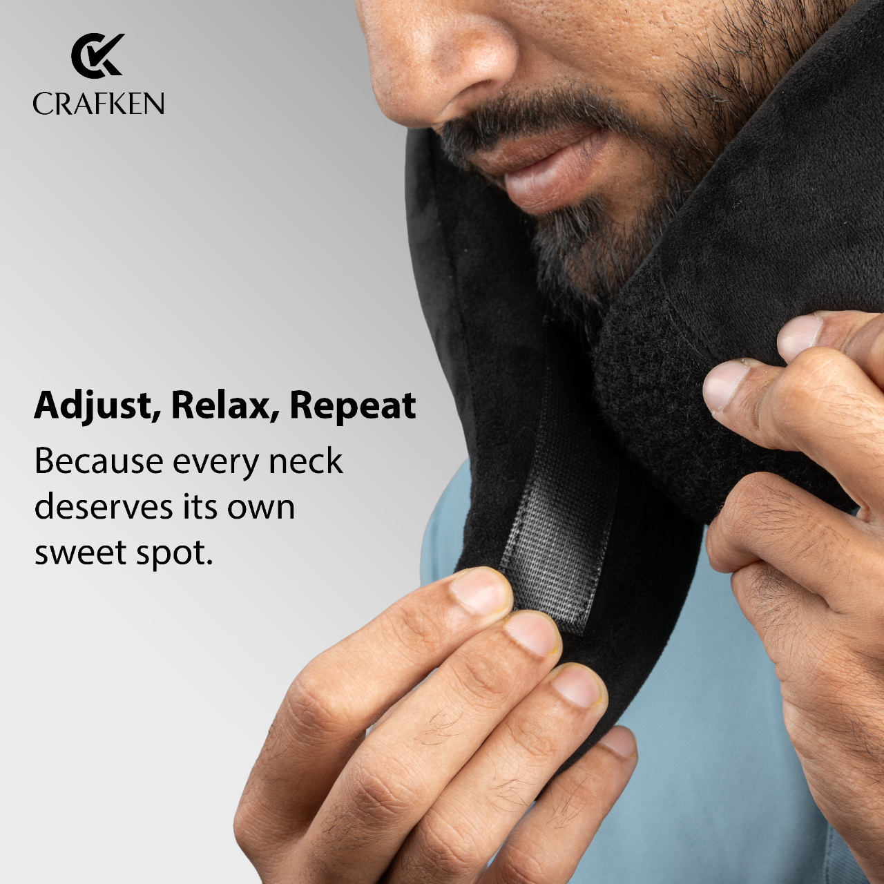 CRAFKEN Travel Neck Pillow | 360° Memory Foam Neck Support Pillow for Travel.