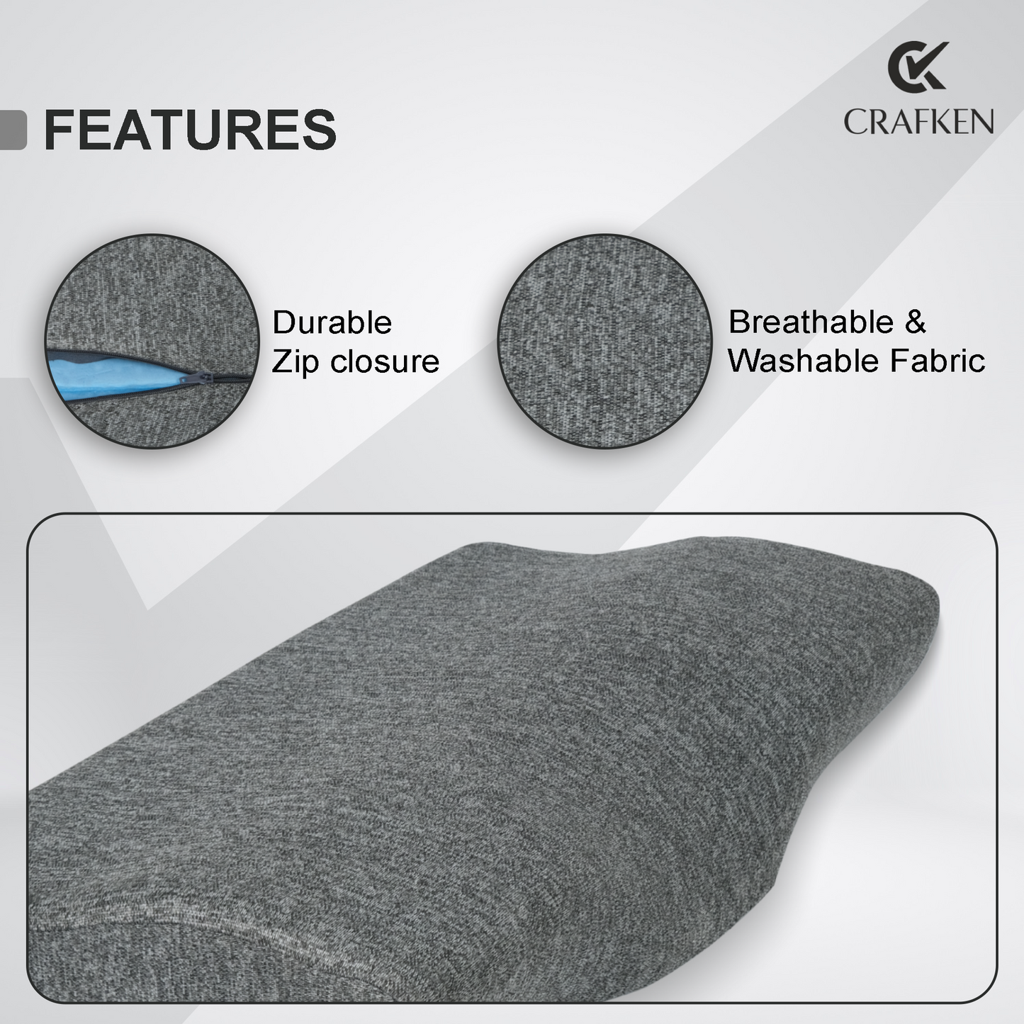 Cervical Pillow for Neck Pain Relief (Gray)