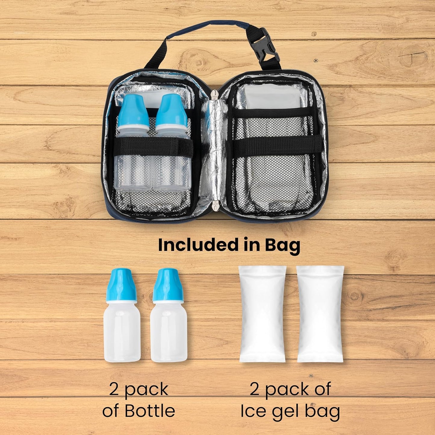 Breast Milk Storage Bag, 100% Silver Insulated Bag with 2 Ice Gel, This Storage Bag Keeps Food & Milk Fresh for 6 to 8 Hours