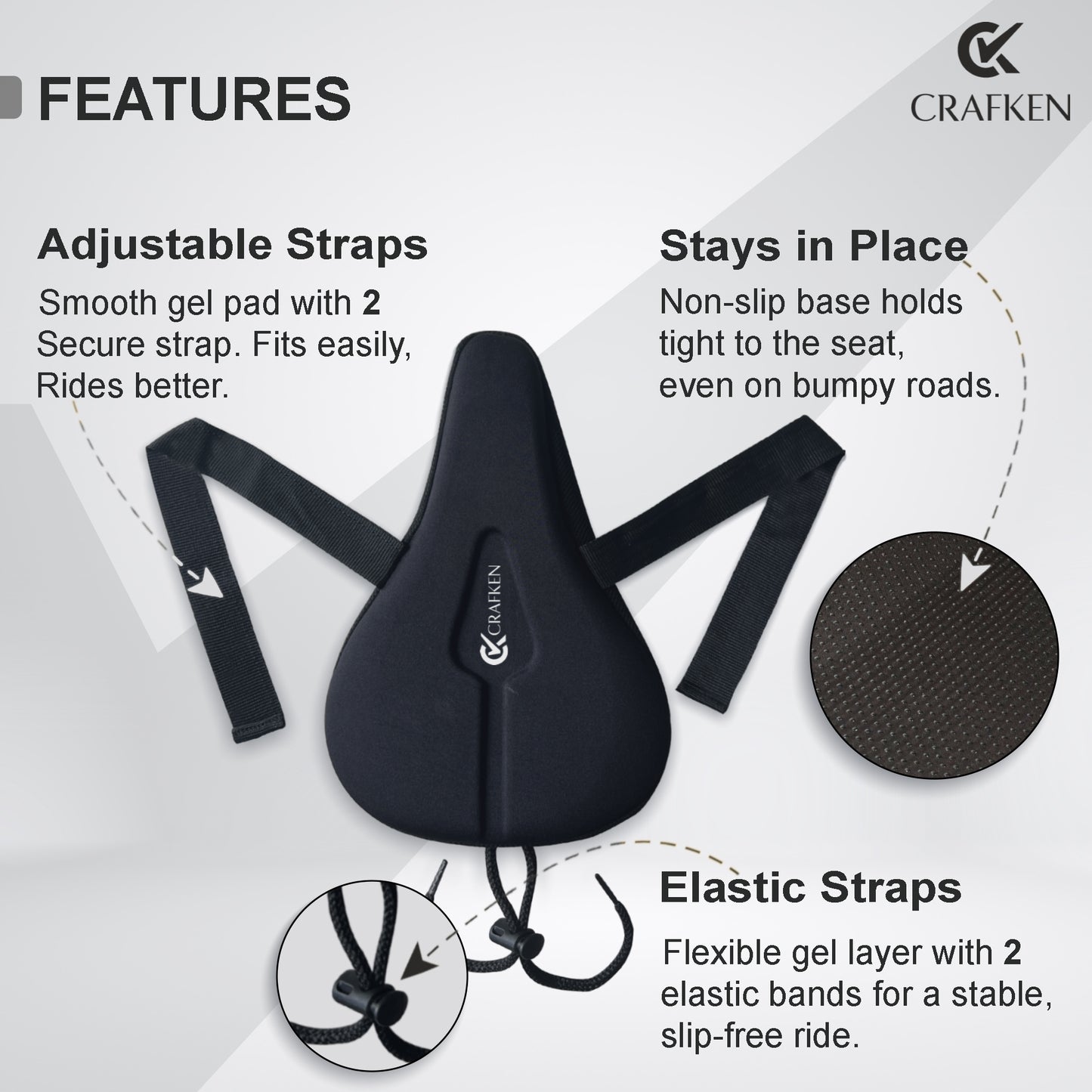 Gel Bicycle Saddle Seat Cushion Cover for Indoor-Outdoor Cycling