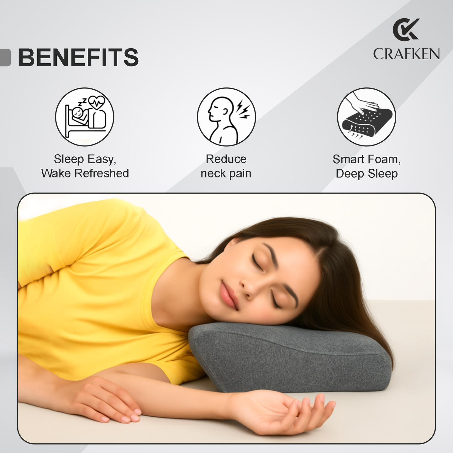 Cervical Pillow for Neck Pain Relief (Gray)