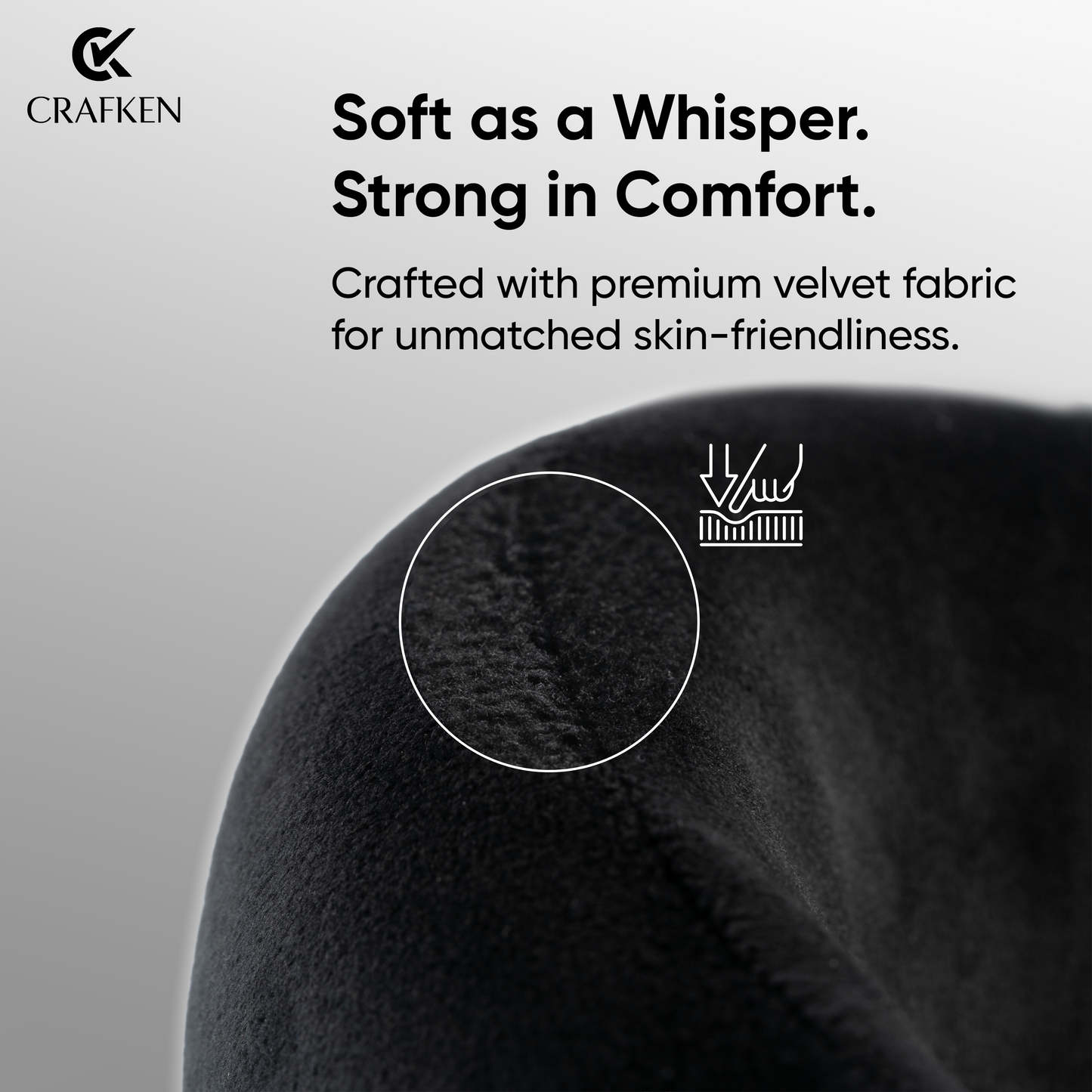 CRAFKEN Travel Neck Pillow | 360° Memory Foam Neck Support Pillow for Travel.