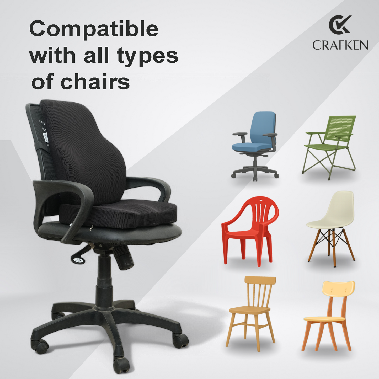 Seat Cushion & Backrest Combo Suitable For All Chair.