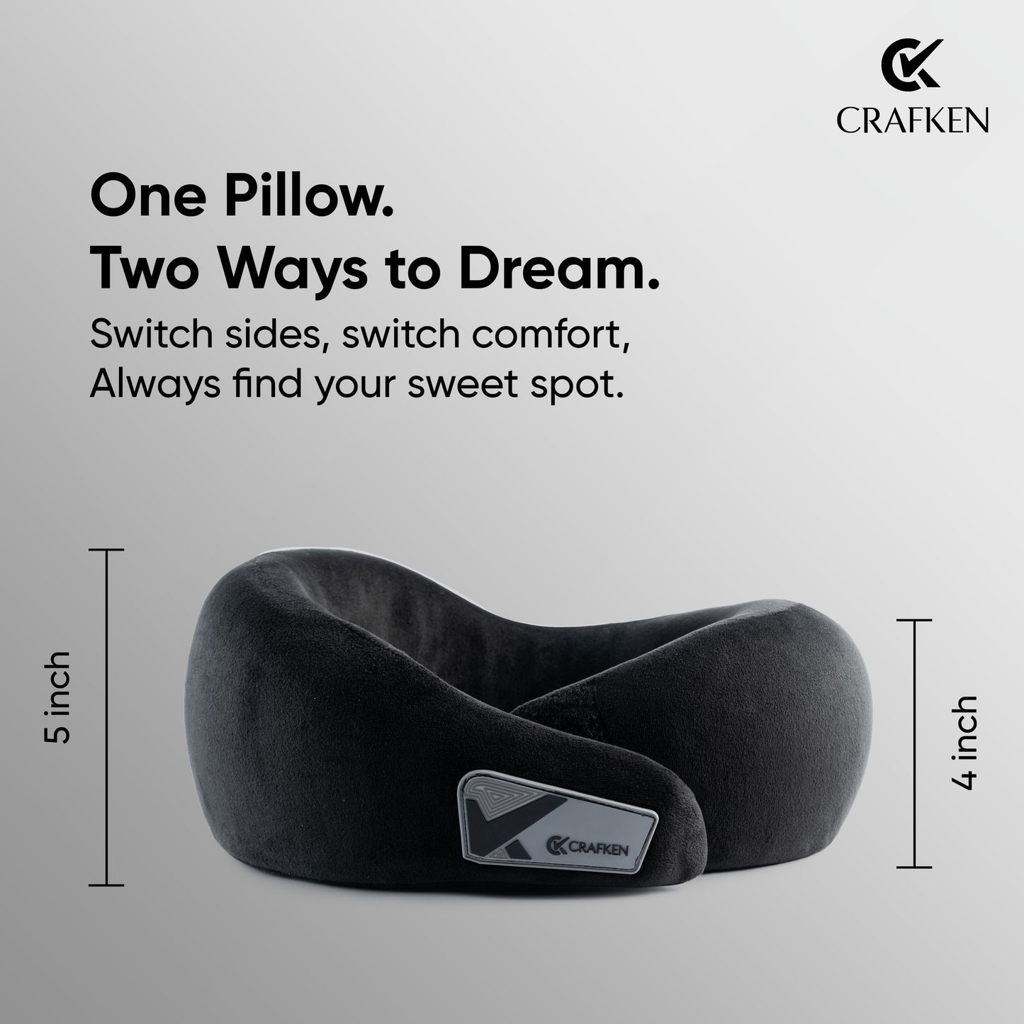 CRAFKEN Travel Neck Pillow | 360° Memory Foam Neck Support Pillow for Travel.