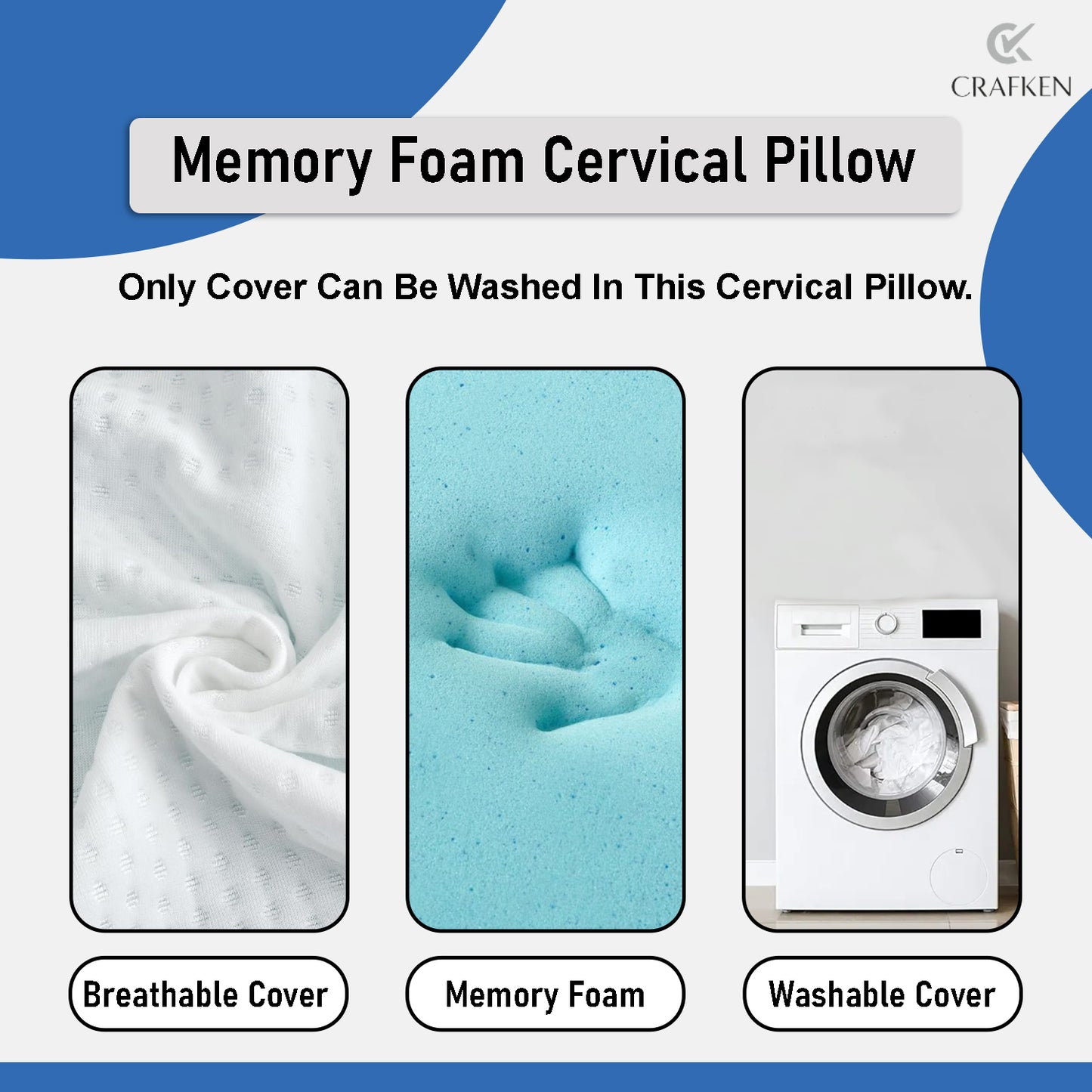 Cervical Pillow for Neck Pain Relief (White)