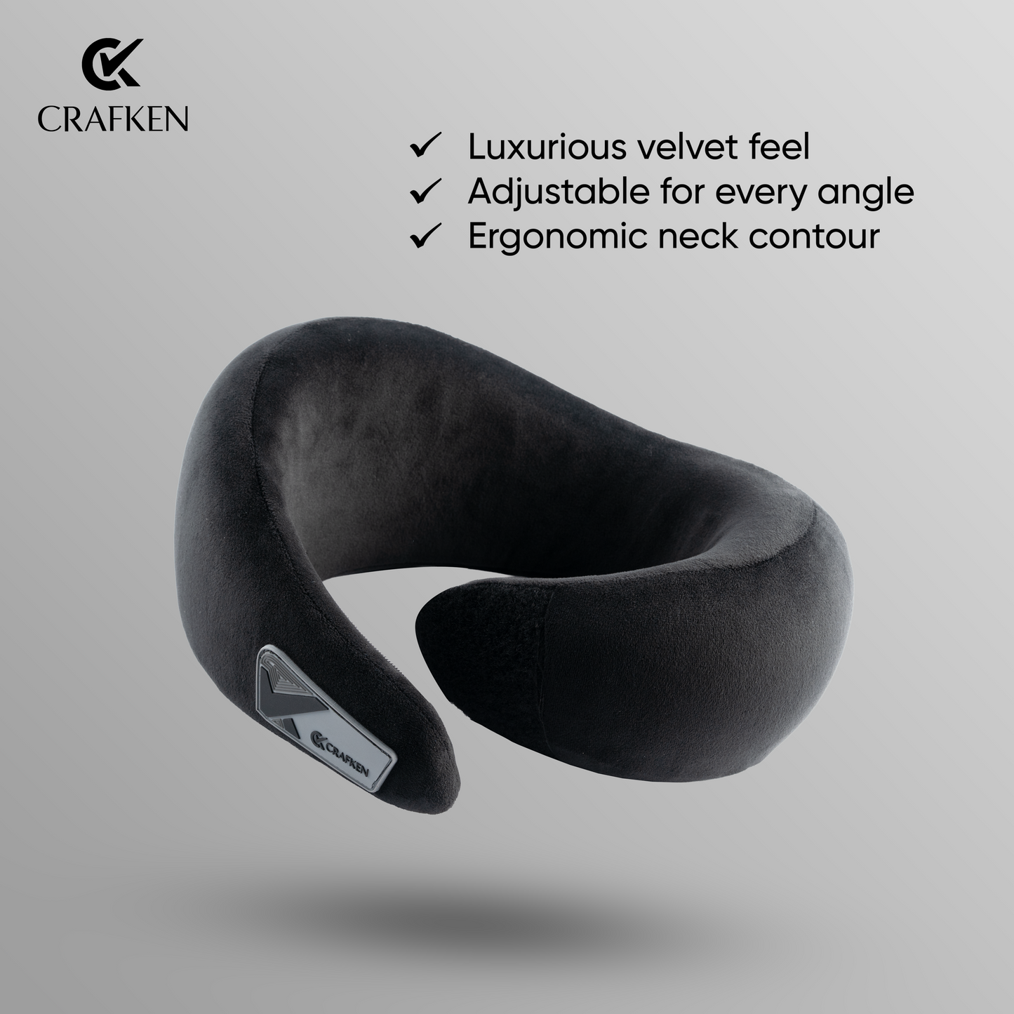 CRAFKEN Travel Neck Pillow | 360° Memory Foam Neck Support Pillow for Travel.