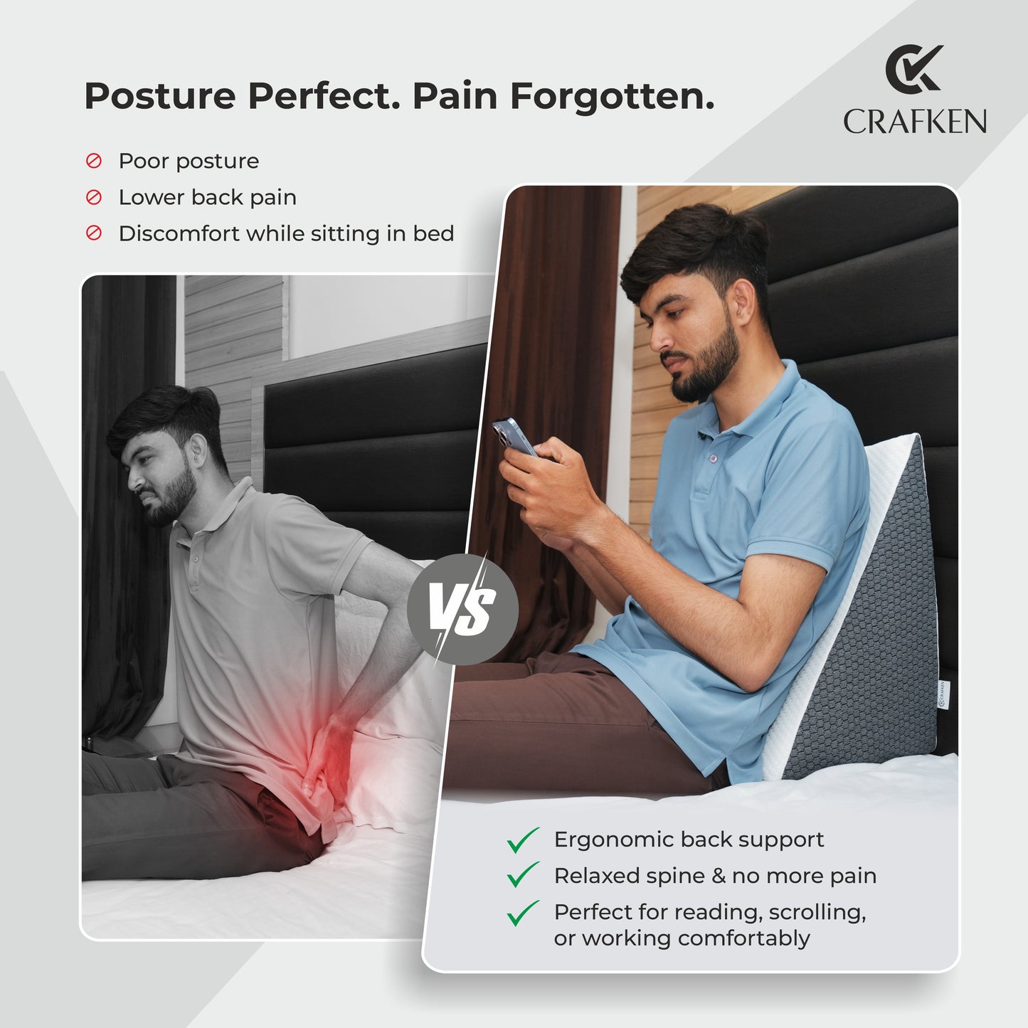 Memory Foam Wedge Pillow For Sleeping.