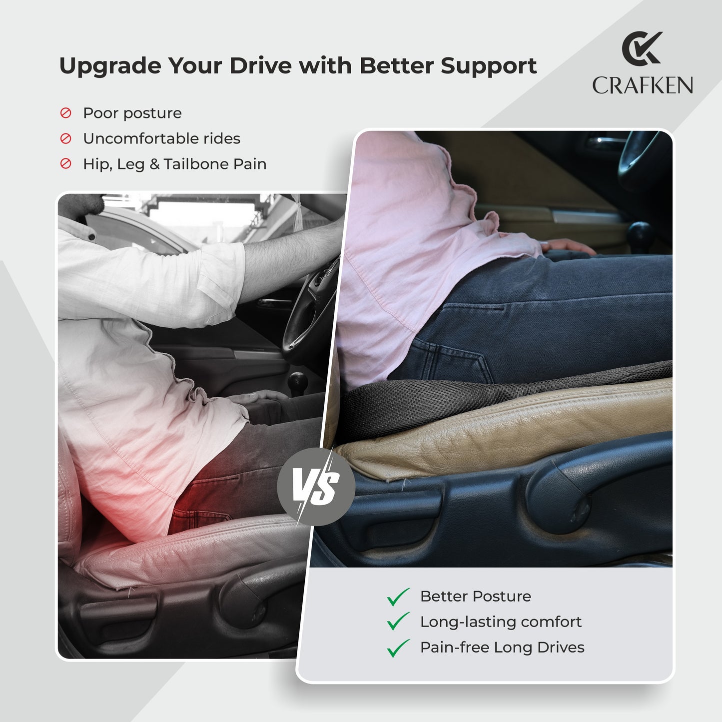Car Seat Cushion | Suitable for All Car.